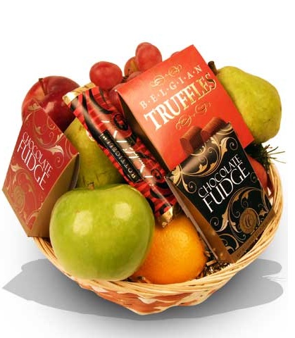 Easter gift basket with fruit
