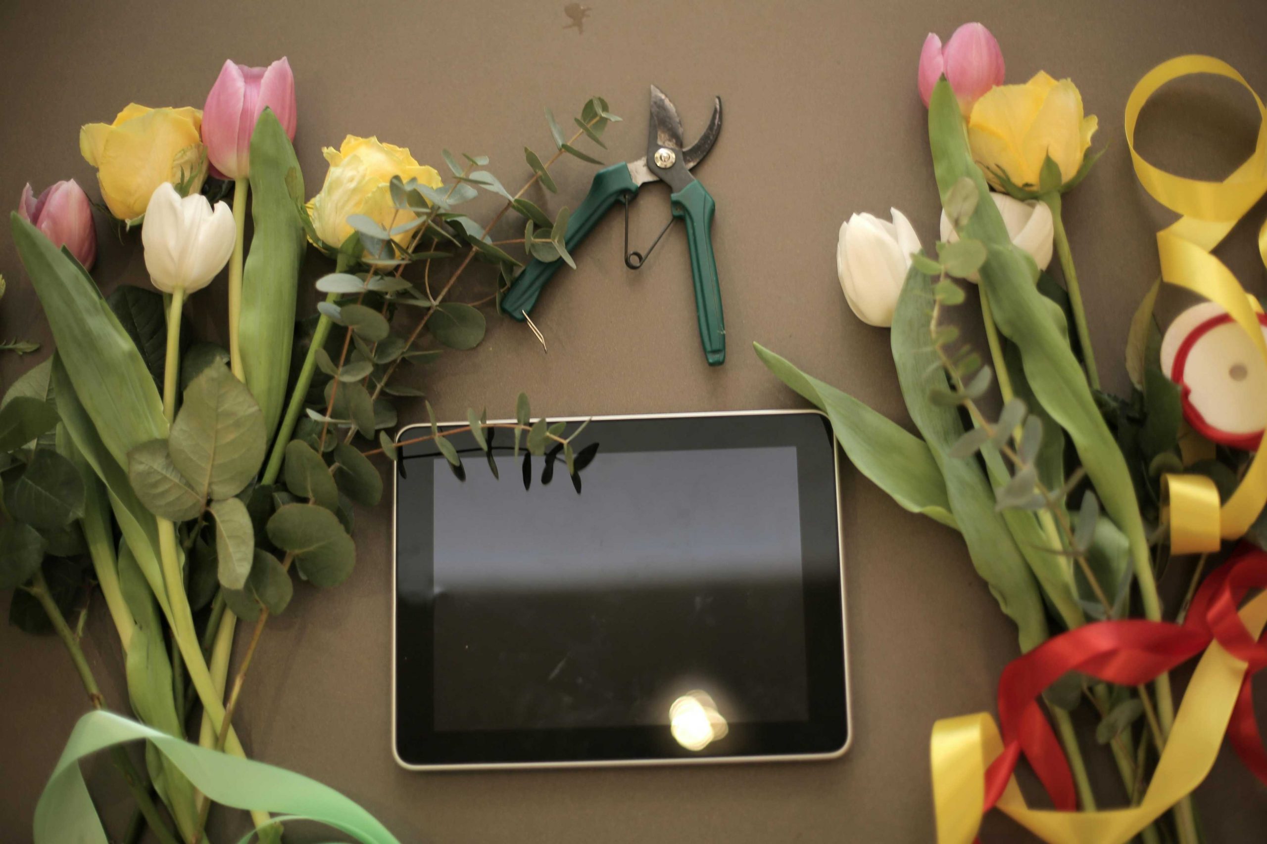 ipad between the flowers