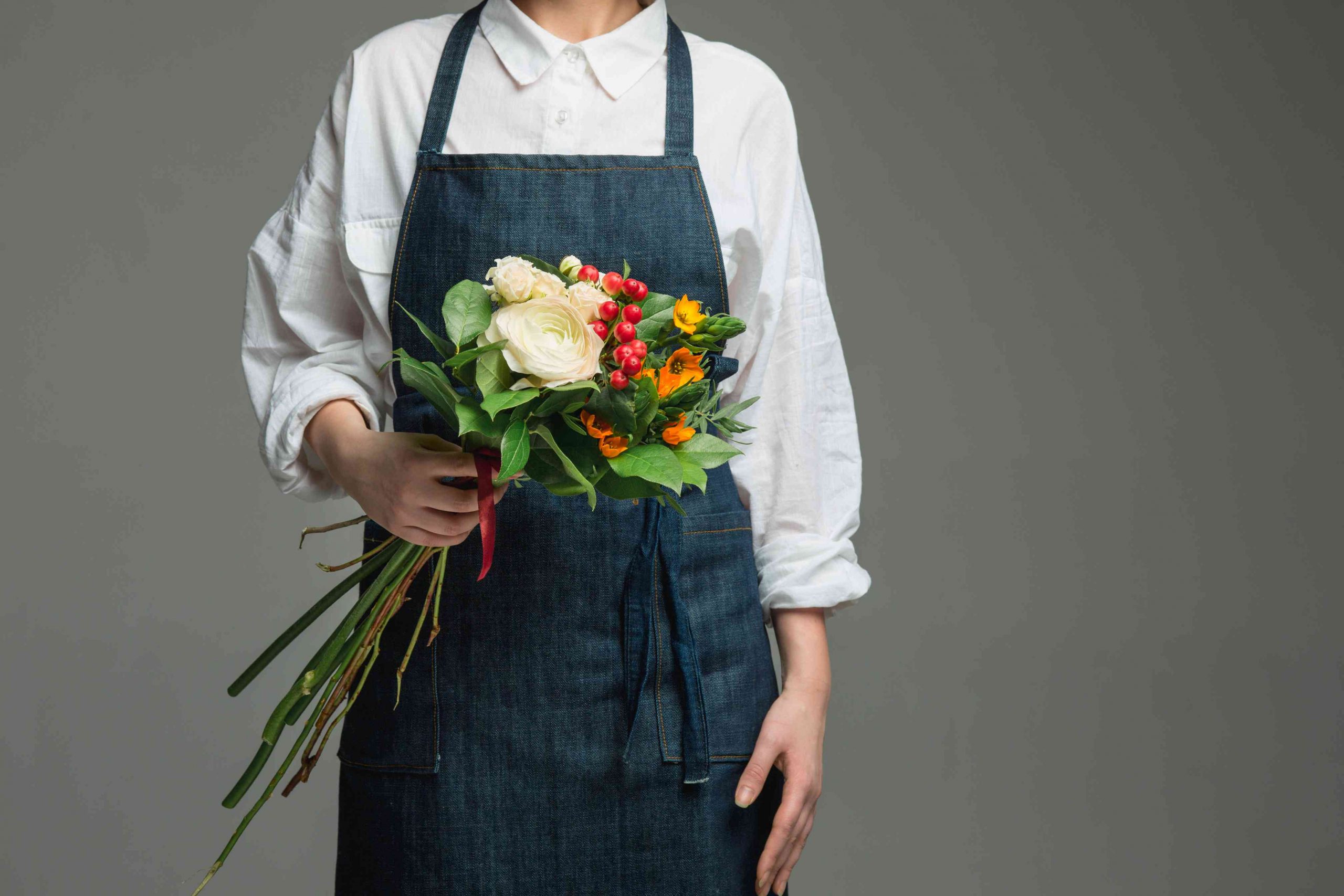 woman holding bouquet in her hands