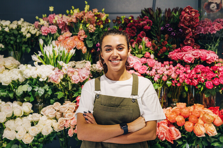 woman florist with flowers