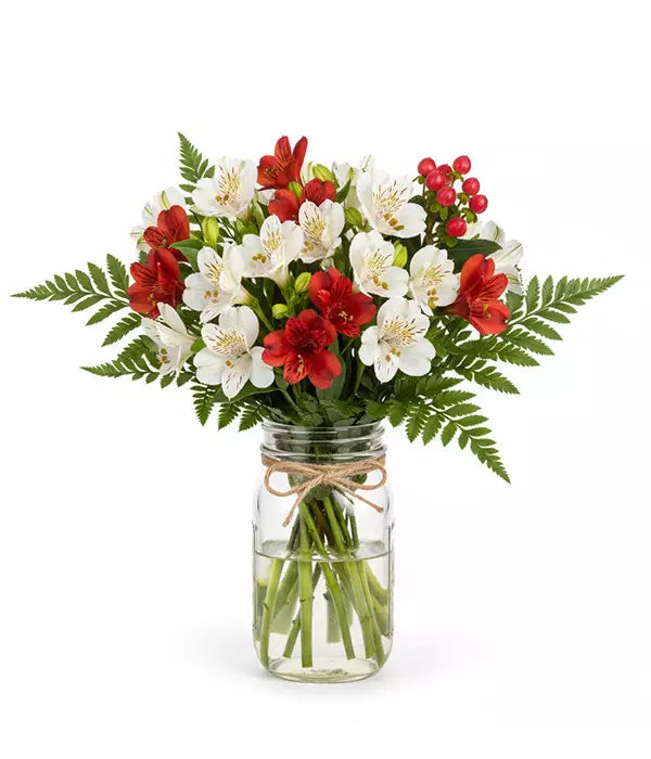 Alstroemeria arrangement in a mason jar for long-lasting flower gifts